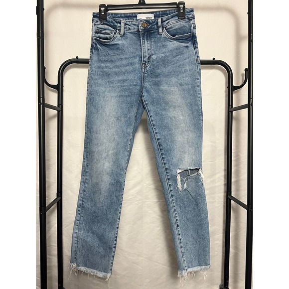 VERMET Denim - VERVET Distressed Light Wash High Rise Straight Leg Denim Size 27